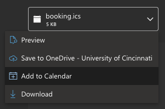Screenshot showing the calendar event and the add to calendar button